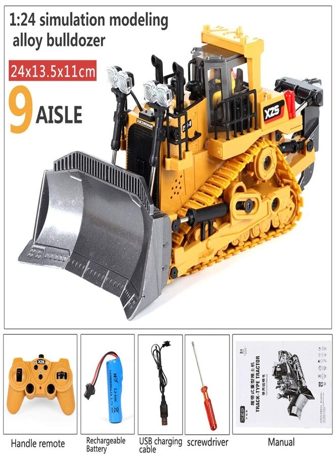 JOYJAY 1:24 9ch Alloy Metal Rc Loader - Bulldozer Car Toys with 2.4ghz Remote Control Bulldozer with Working Headlights Lights & Sound for Kids - Image 4